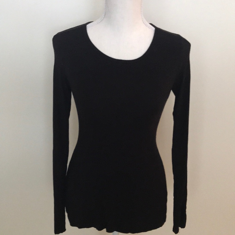 Twisted Back Long Sleeve Black Top